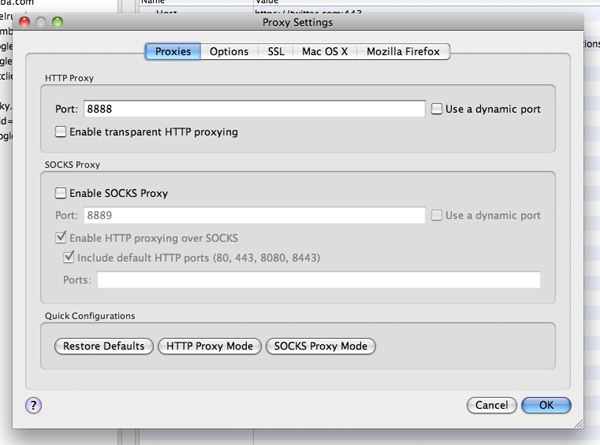 Charles proxy settings